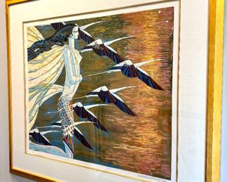 Ting Shao Kuang “Crane and Sunlight” original serigraph numbered and signed with COA - 53L x 48H (includes frame). Call to inquire.