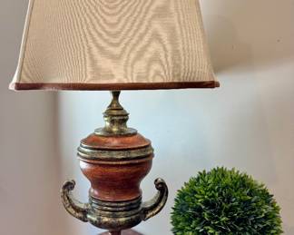 $200- Castilian desk lamp with reddish orange antiques gold-glit finish - 29.5" tall