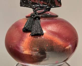 $500 - Signed and numbered Mark Hines contemporary lidded vase, 14L x 14W x 16.5H