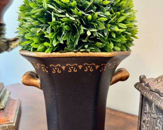 $28 - Urn planter with podocarpus ball - 13" high