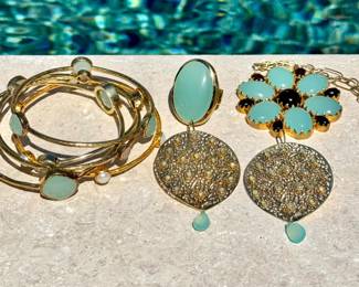 ($64 - Set of 4 bangles and matching pair of earrings) ($220 - Julie Voss set of ring with matching pendant and 22" chain)