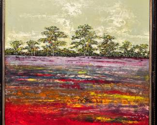 $600 - Contemporary Expressionist landscape oil large scale decorator art, 44” x 51” (#6)