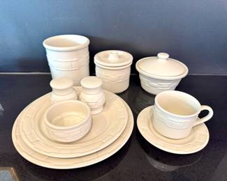 $500 - Longaberger Woven Traditions Ivory Collection dinnerware set. 73 piece set.