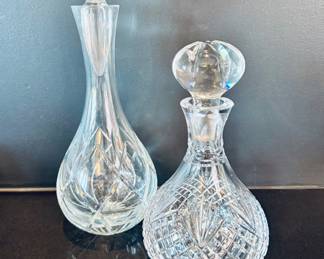 ($60 - Block crystal decanter 16" tall) ($58 - Crystal wine decanter 10" tall)
