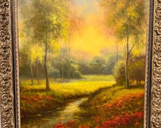 $660 - Impression style landscape oil large scale decorator art, 47” x 59” (#1)