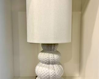 $200/pair - White stacked sea urchin porcelain table lamps. Sold as a pair.26H