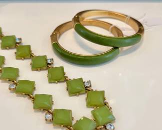 ($16 - Green J. Crew necklace, brand new with tag) ($22 each - Cabi green braclets)