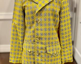 $50 - Cabi yellow houndstooth Regency coat, size small.