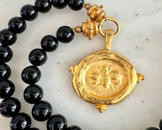 SOLD- Susan Shaw Bee Intaglio necklace 16"