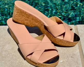 $240 - Jimmy Choo patent cork wedge, size 38