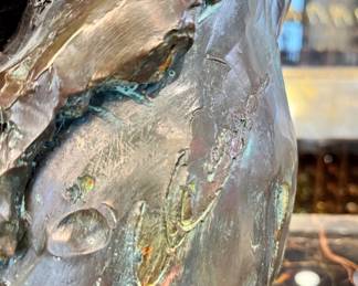 $600 - Artist signed figural bronze sculpture, 8L x 9W x 21H
