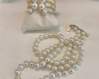 ($10 - faux pearl cuff bracelet)($10 - faux pearl necklace)