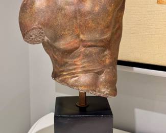 $140 - 'Male Torso" cast plaster sculpture by Sergey Eylanbekov Alva Studios - 8.5x5x15.5