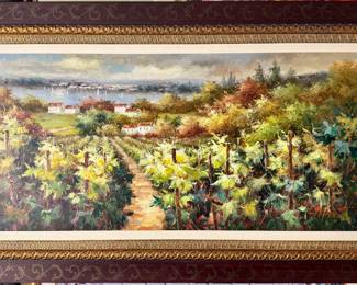 $600 - Vineyard landscape oil large scale decorator art, 60” x 36” (#7)