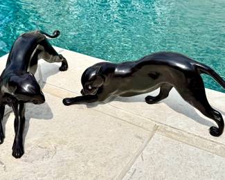 $350/Each- Bronze Panther Sculptures, 24x3x8