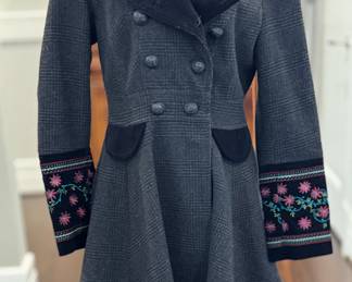 $80 - Tasha Polizzi fun coat with leopard print lining, size small.