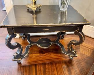 $750 - Antique-replica painted and distressed coffee / cocktail table in the style of Habersham, 32L x 24W x 22H
