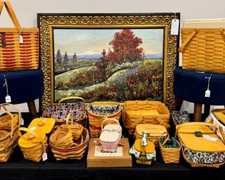 Two tables FULL of Longaberger Baskets!