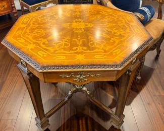 $1,000 - Maitland-Smith inlaid Neoclassical style octagonal accent table, 36L X 36W x 31H