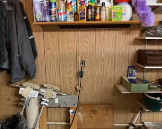 furniture dolly, chemicals 