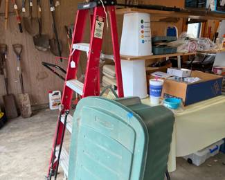 ladder, storage tote, other totes