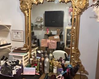 Louis XV Style Giltwood Console Table and Mirror Set