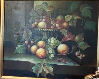 Still Life Oil Painting of Fruit in Basket by Ida Calzolari