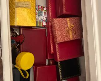 Collection of Assorted Luxury Jewelry Presentation Boxes, including Authentic Cartier