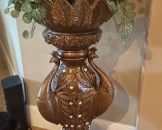 Resin Peacock Pedestal Stand with Rhinestone Embellishments