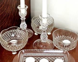 Nice ideas with glass trays, candy dishes, and bowls