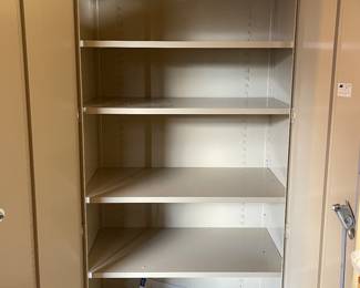 Inside metal storage cabinet