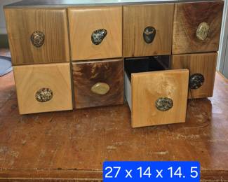 Custom multi-wood cd drawers with stone knobs
