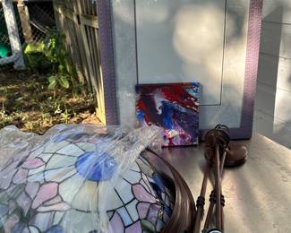 Stained glass chandelier, art frame