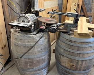 Bench top tools & wine barrels