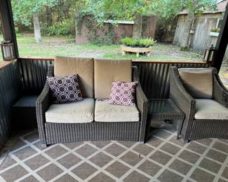 Patio sofa chair tables