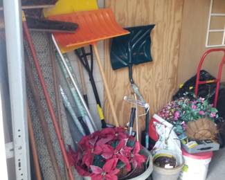 Hand truck; yard tools; garage stuff