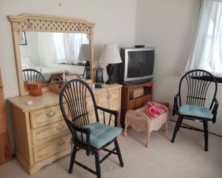 Dresser with mirror; arm chairs - 4 available