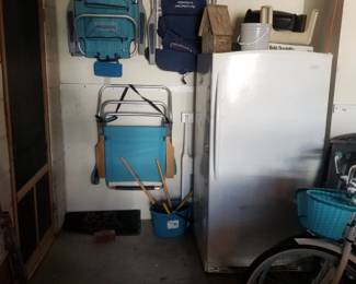 Beach chairs; upright freezer