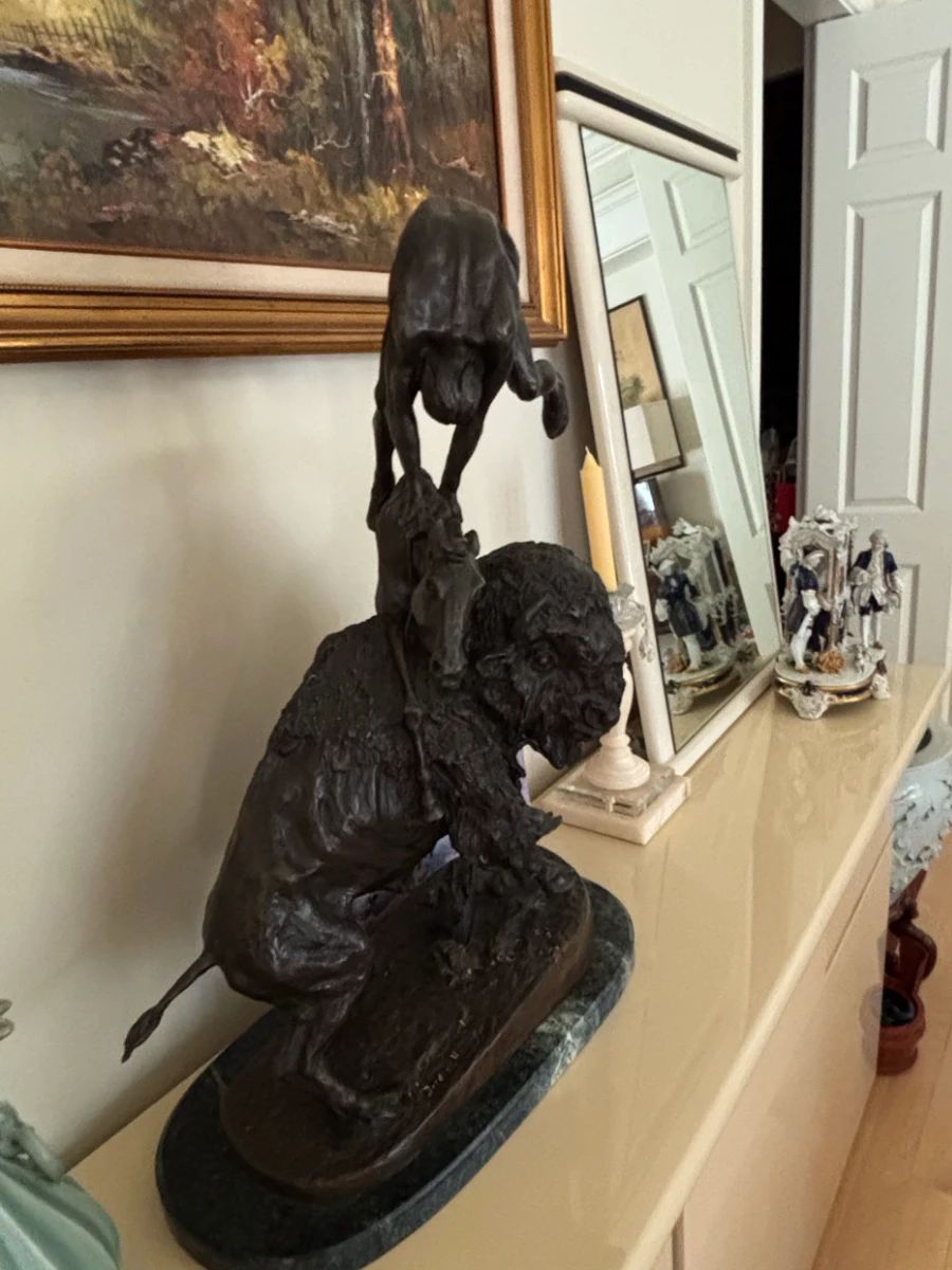 After Frederic Remington The Buffalo Horse Bronze Sculpture second image