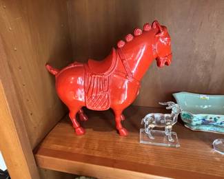Aldo Londi for Bitossi Raymor Red Ceramic Roman Horse on Plinth