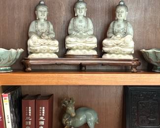 Chinese Carved Soapstone Buddha Triad