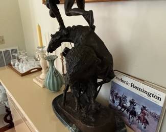 After Frederic Remington The Buffalo Horse Bronze Sculpture third image