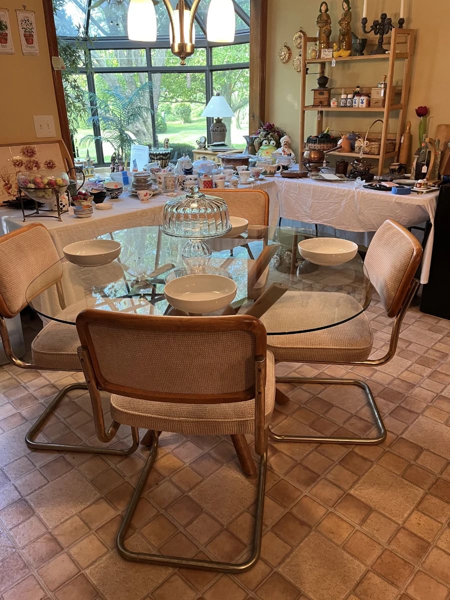 1980's Cesca-style Glass Table & Marcel Breuer Style Chairs