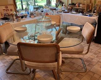 1980's Cesca-style Glass Table & Marcel Breuer Style Chairs