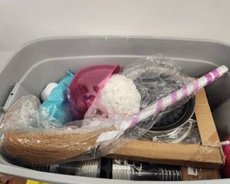 Tote of Party Supplies