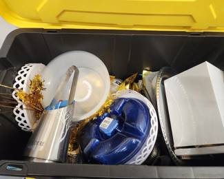 Tote of Party Supplies