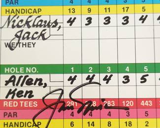 Jack Nicklaus Signed Golf Scorecard Display