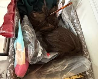Assorted Vintage Hair Accessories and Wigs Lot