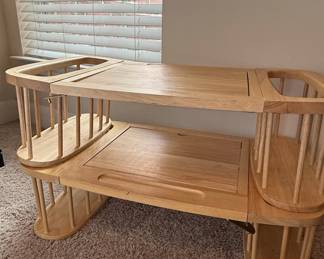 Vintage Wooden Spindle Bed Tray with Magazine Racks