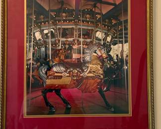 Victorian Carousel Carnival Fairground Brass Ring Matted Art Print